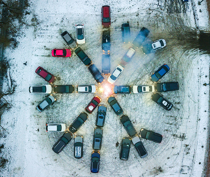 Фото флешмоб Снежинка с коптера Бронницы